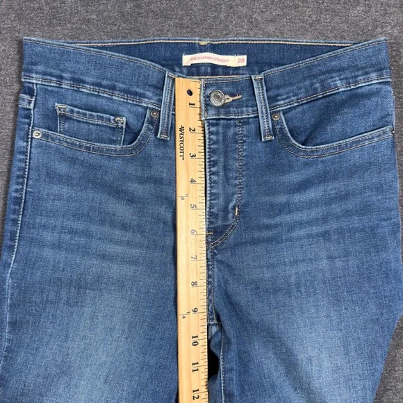 Levi's 314 Shaping Straight Jeans Women 28 Blue Mid Rise Stretch Denim Pants Mom - Picture 6 of 8